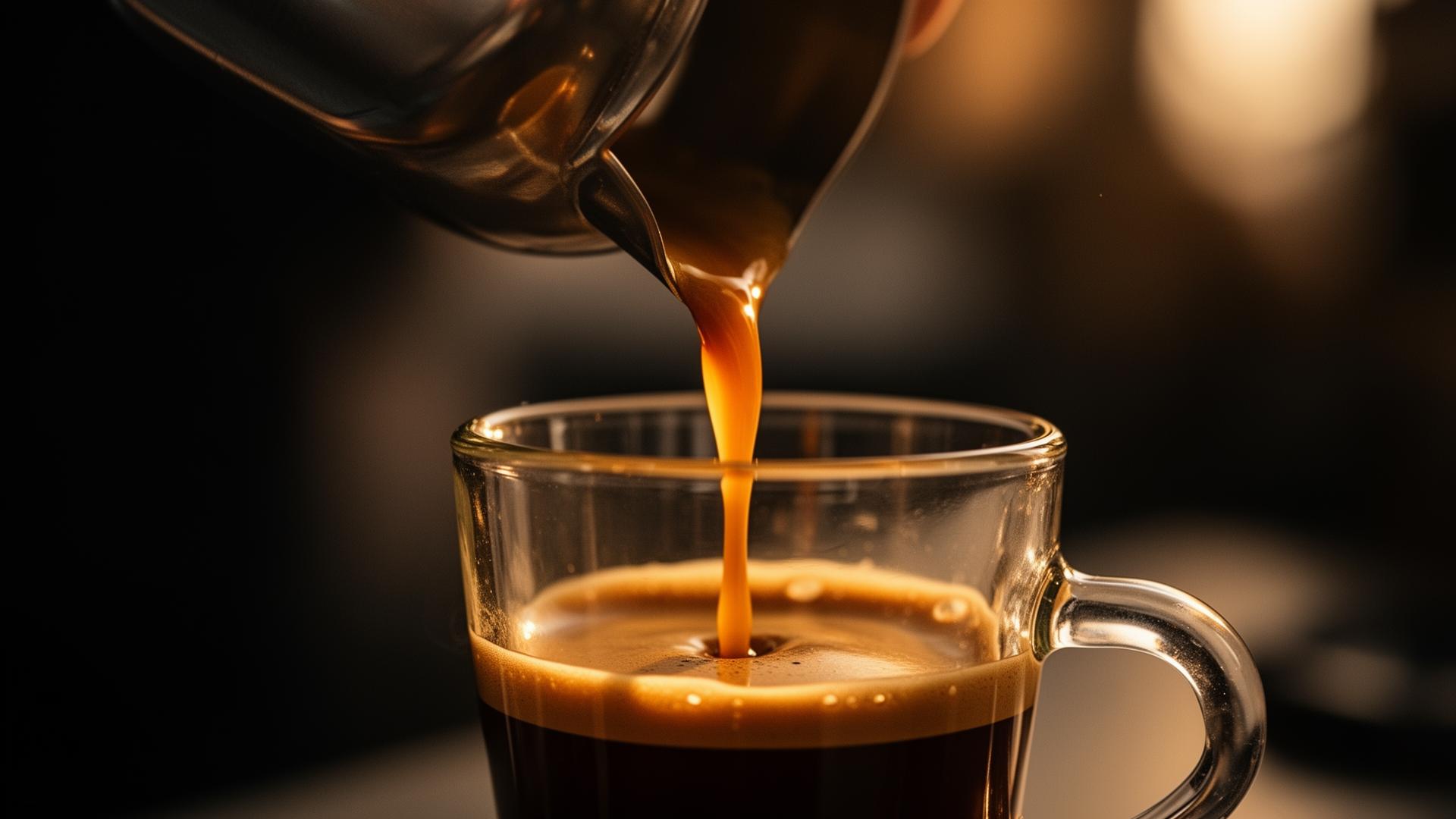 Espresso versé dans une tasse — l'image vend le produit
